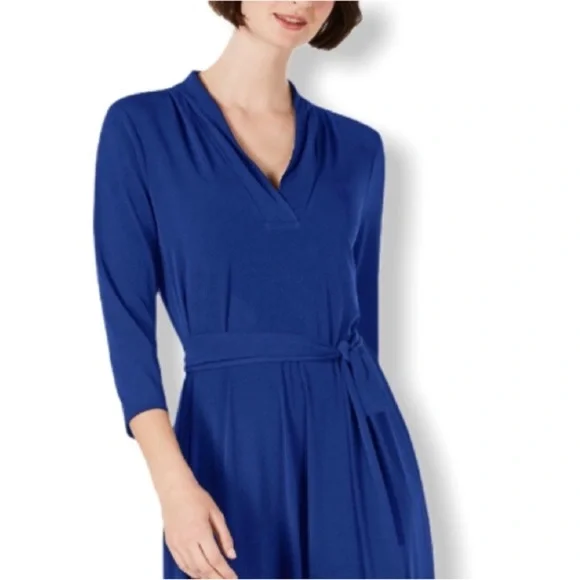 Elegant Blue Charter Club Jersey Dress - Picture 2 of 14